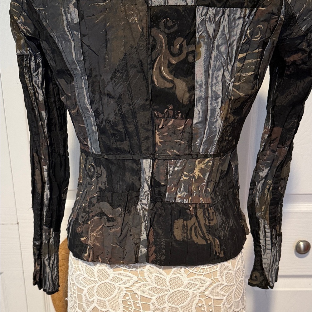 Alberto Makali patchwork blazer jacket three-button sequin embellishments S - Picture 8 of 12